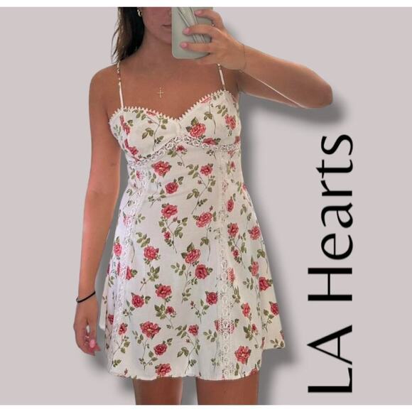 LA Hearts Women’s White Floral Corset Mini Dress | Spaghetti Straps | Size Small - Picture 8 of 10